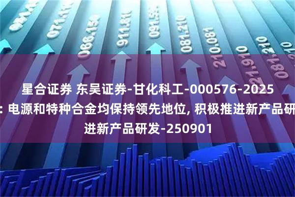 星合证券 东吴证券-甘化科工-000576-2025年中报点评: 电源和特种合金均保持领先地位, 积极推进新产品研发-250901