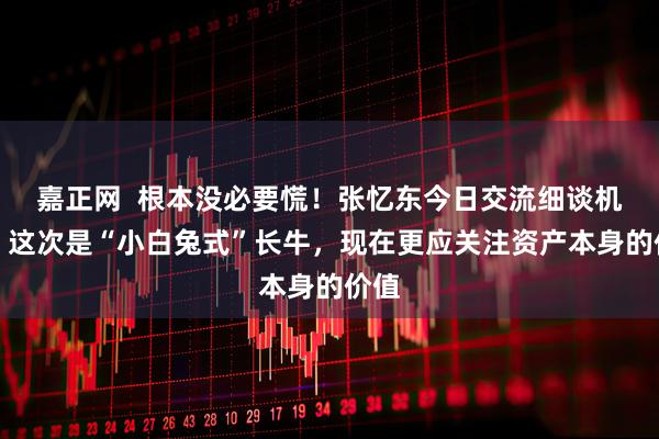 嘉正网  根本没必要慌！张忆东今日交流细谈机会：这次是“小白兔式”长牛，现在更应关注资产本身的价值